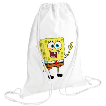 SpongeBob SquarePants character, Τσάντα πλάτης πουγκί GYMBAG λευκή (28x40cm)