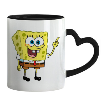 SpongeBob SquarePants character, Mug heart black handle, ceramic, 330ml