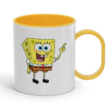 SpongeBob SquarePants character, Κούπα (πλαστική) (BPA-FREE) Polymer Κίτρινη για παιδιά, 330ml