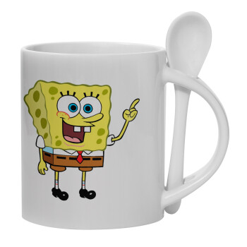 SpongeBob SquarePants character, Ceramic coffee mug with Spoon, 330ml (1pcs)