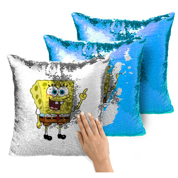 SpongeBob SquarePants character, Μαξιλάρι καναπέ Μαγικό Μπλε με πούλιες 40x40cm περιέχεται το γέμισμα