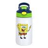 Παιδικό παγούρι θερμό, ανοξείδωτο, με καλαμάκι ασφαλείας, πράσινο/μπλε (350ml)