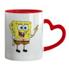Mug heart red handle, ceramic, 330ml