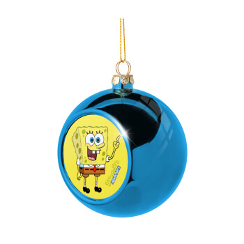 Μπομπ Σφουγγαράκης character, Χριστουγεννιάτικη μπάλα δένδρου Μπλε 8cm