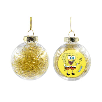 SpongeBob SquarePants character, Χριστουγεννιάτικη μπάλα δένδρου διάφανη με χρυσό γέμισμα 8cm