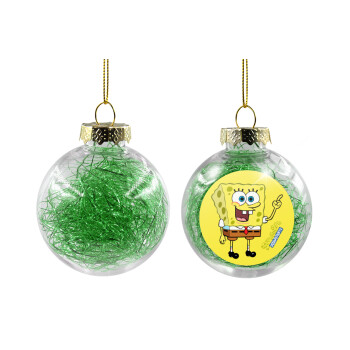 SpongeBob SquarePants character, Χριστουγεννιάτικη μπάλα δένδρου διάφανη με πράσινο γέμισμα 8cm