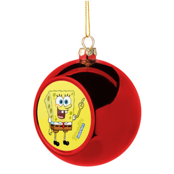 Μπομπ Σφουγγαράκης character, Χριστουγεννιάτικη μπάλα δένδρου Κόκκινη 8cm