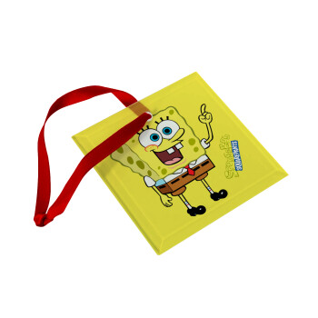 Μπομπ Σφουγγαράκης character, Στολίδι Χριστουγεννιάτικο στολίδι γυάλινο τετράγωνο 9x9cm