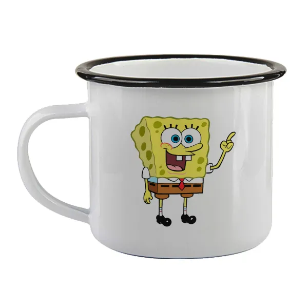 SpongeBob SquarePants character — Enamel mug with black rim, 360ml