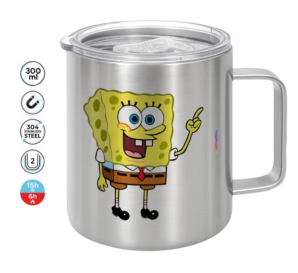 SpongeBob SquarePants character — Double-walled stainless steel mug 300ml with temperature-retaining lid