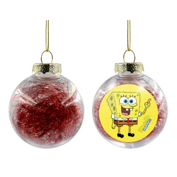 SpongeBob SquarePants character, Transparent Christmas tree ball ornament with red filling 8cm