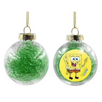 SpongeBob SquarePants character, Transparent Christmas tree ball ornament with green filling 8cm