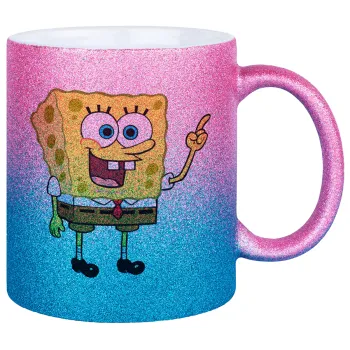 SpongeBob SquarePants character, Κούπα Χρυσή/Μπλε Glitter, κεραμική, 330ml