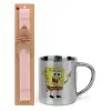 Easter Set, metallic thermal cup (300ml) & aromatic flat Easter candle (30cm) (PINK)