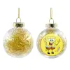 Transparent Christmas tree ball ornament with gold filling 8cm