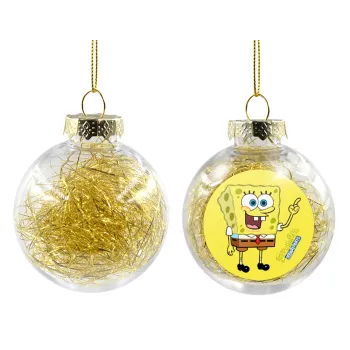 SpongeBob SquarePants character, Transparent Christmas tree ball ornament with gold filling 8cm