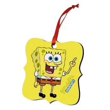 SpongeBob SquarePants character, Christmas ornament polygon wooden 7.5cm