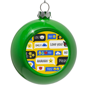 Emoji's text messages, Green Christmas tree ornament bauble 8cm