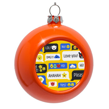 Emoji's text messages, Orange Christmas tree ornament bauble 8cm