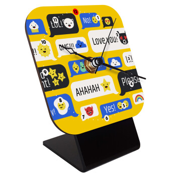 Emoji's text messages, Quartz Wooden table clock with hands (10cm)