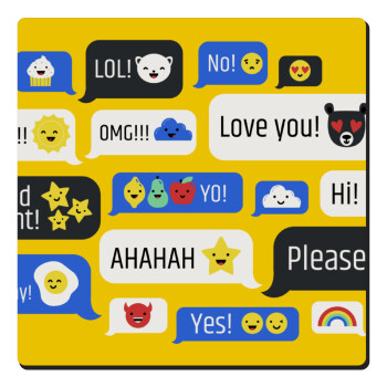 Emoji's text messages, Τετράγωνο μαγνητάκι ξύλινο 6x6cm