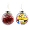 Transparent Christmas tree ball ornament with red filling 8cm