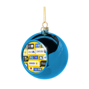 Emoji's text messages, Blue Christmas tree ball ornament 8cm