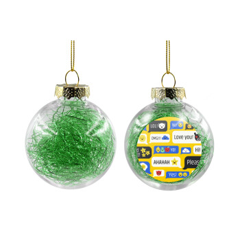Emoji's text messages, Χριστουγεννιάτικη μπάλα δένδρου διάφανη με πράσινο γέμισμα 8cm