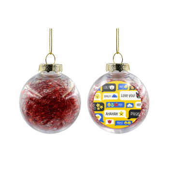 Emoji's text messages, Transparent Christmas tree ball ornament with red filling 8cm