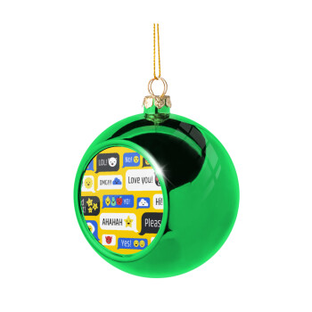 Emoji's text messages, Green Christmas tree ornament ball 8cm