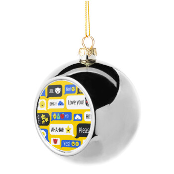 Emoji's text messages, Χριστουγεννιάτικη μπάλα δένδρου Ασημένια 8cm