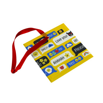 Emoji's text messages, Στολίδι Χριστουγεννιάτικο στολίδι γυάλινο τετράγωνο 9x9cm