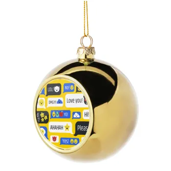 Emoji's text messages, Στολίδι Χριστουγεννιάτικη μπάλα δένδρου Χρυσή 8cm