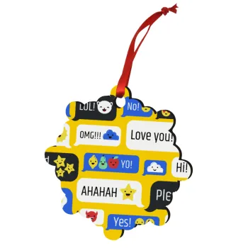 Emoji's text messages, Στολίδι Χριστουγεννιάτικο στολίδι snowflake ξύλινο 7.5cm