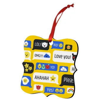 Emoji's text messages, Στολίδι Χριστουγεννιάτικο στολίδι polygon ξύλινο 7.5cm