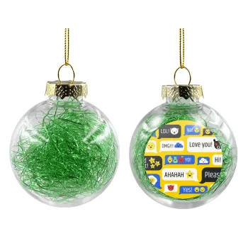 Emoji's text messages, Στολίδι Χριστουγεννιάτικη μπάλα δένδρου διάφανη με πράσινο γέμισμα 8cm