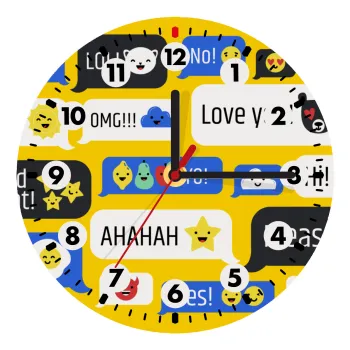 Emoji's text messages, Ρολόι τοίχου ξύλινο (20cm)