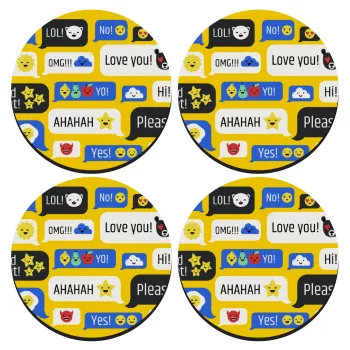 Emoji's text messages, ΣΕΤ 4 Σουβέρ ξύλινα στρογγυλά (9cm)
