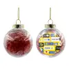 Transparent Christmas tree ball ornament with red filling 8cm