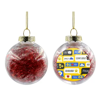 Emoji's text messages, Transparent Christmas tree ball ornament with red filling 8cm