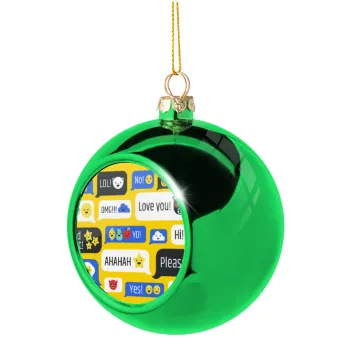 Emoji's text messages, Green Christmas tree ornament ball 8cm