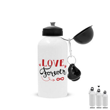 Love forever ∞, Metal water bottle, White, aluminum 500ml