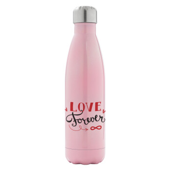 Love forever ∞, Metal mug thermos Pink Iridiscent (Stainless steel), double wall, 500ml