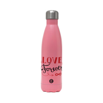 Love forever ∞, Metal mug thermos Pink Mat (Stainless steel), double wall, 500ml