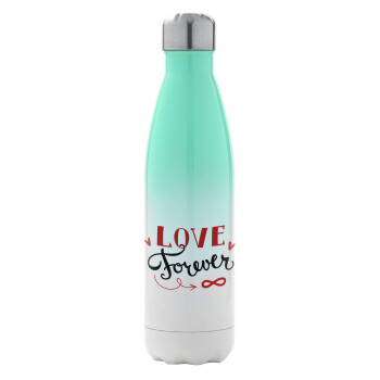 Love forever ∞, Metal mug thermos Green/White (Stainless steel), double wall, 500ml