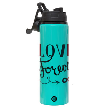 Love forever ∞, Metallic water bottle with safety lid, 850ml aluminum