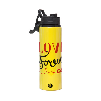 Love forever ∞, Metallic water bottle with safety lid, 850ml aluminum