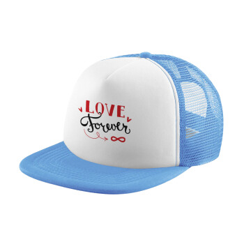 Love forever ∞, Καπέλο παιδικό Soft Trucker με Δίχτυ Γαλάζιο/Λευκό