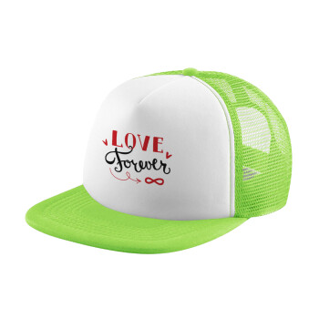 Love forever ∞, Καπέλο παιδικό Soft Trucker με Δίχτυ ΠΡΑΣΙΝΟ/ΛΕΥΚΟ (POLYESTER, ΠΑΙΔΙΚΟ, ONE SIZE)