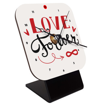 Love forever ∞, Quartz Wooden table clock with hands (10cm)